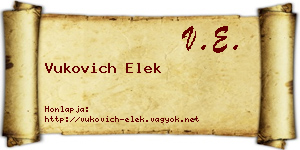 Vukovich Elek névjegykártya